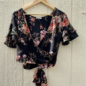 Black floral blouse  size large